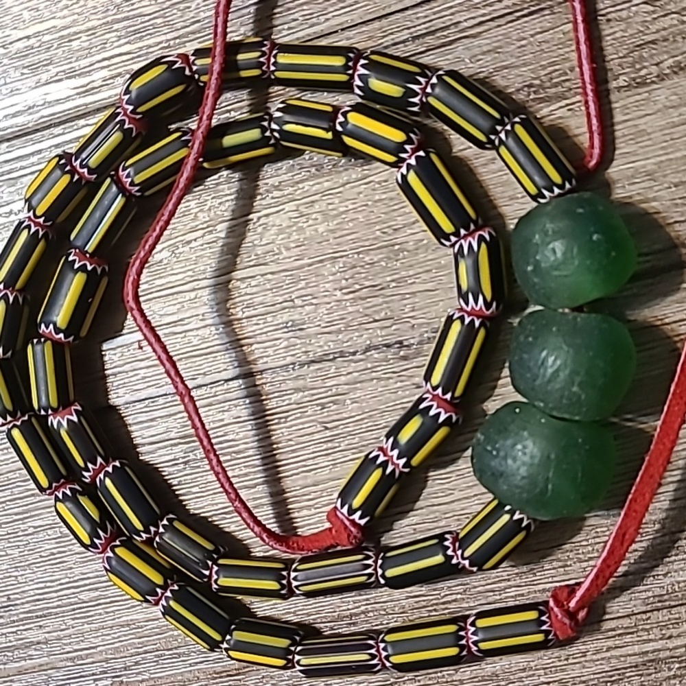 TRADE BEAD Yellow Jacket NECKLACE